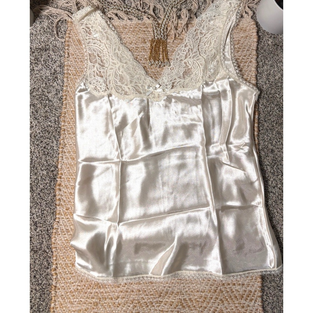 Vintage Wonder Maid Ivory Satin Lace Camisole Night Gallery Size 34 NWT